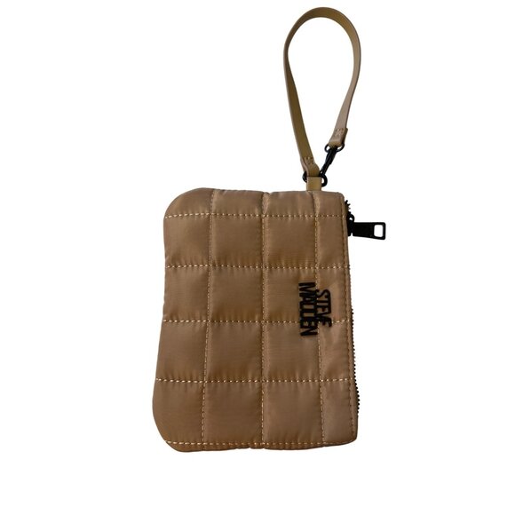Steve Madden Quilted Tan Wristlet With Zipper Closure & Detachable Strap - Picture 5 of 5